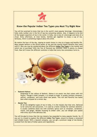 Know the Popular Indian Tea Types you Must Try Right Now by safaritea ...