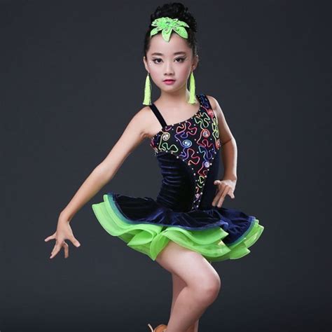 Sequin Girls Ballroom Latin Dance dress Kids Ballet Jazz Performance ...