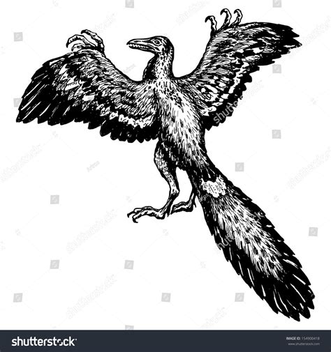 Hand Drawn Vector Sketch Illustration Archaeopteryx Stock Vector ...