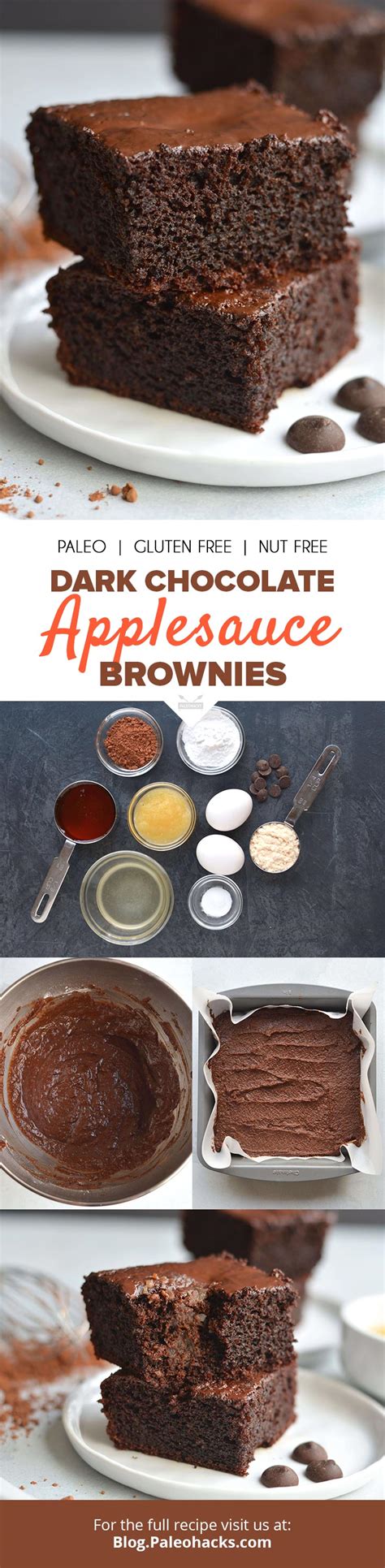 Dark Chocolate Applesauce Brownies | Paleo, Gluten Free, Nut Free