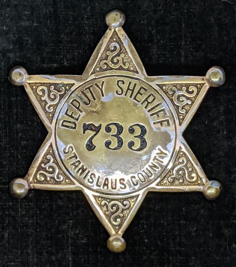 Nice Old 1930s Stanislaus Co CA Deputy Sheriff 6 pt Star Badge #733 ...