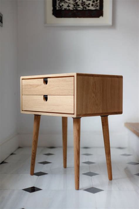 Mid Century Modern Solid Oak Nightstand with Double Drawers - Home ...