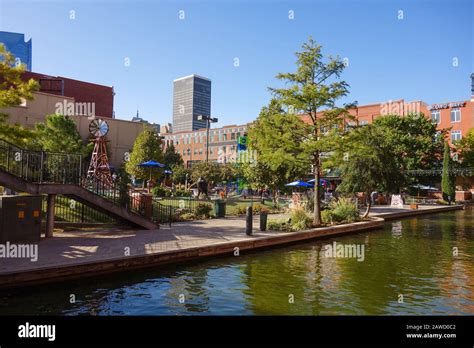 Bricktown walk along the canal in downtown Oklahoma City, OK Stock ...