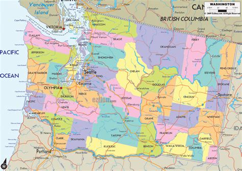 Washington State Counties Map Printable