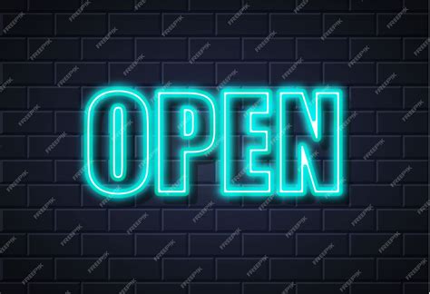 Premium Vector | Neon open sign brick wall