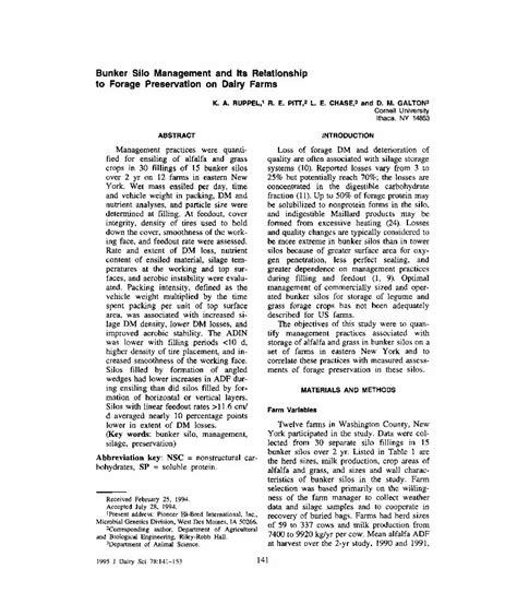 (PDF) Bunker Silo Management and Its Relationship to Forage ...