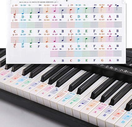 Colourful Music Piano Keyboard Notes Stickers, Removable Piano Key Stickers for All White Keys ...