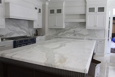 Calacatta Marble Kitchen Amazing gray veining that is beautifully designed to make this kitchen ...