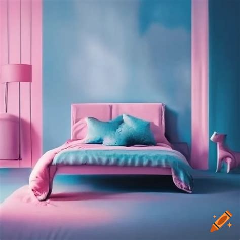 Cozy blue and pink bedroom on Craiyon