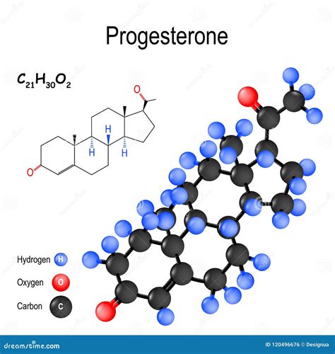 Progesterone Steroid, Chemical Formula Sign. 3D Rendering Isolated On ...