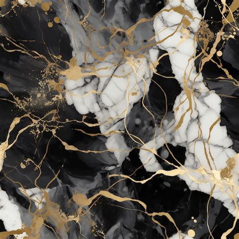 Premium AI Image | Black and white marble wallpaper with gold and white marble texture.