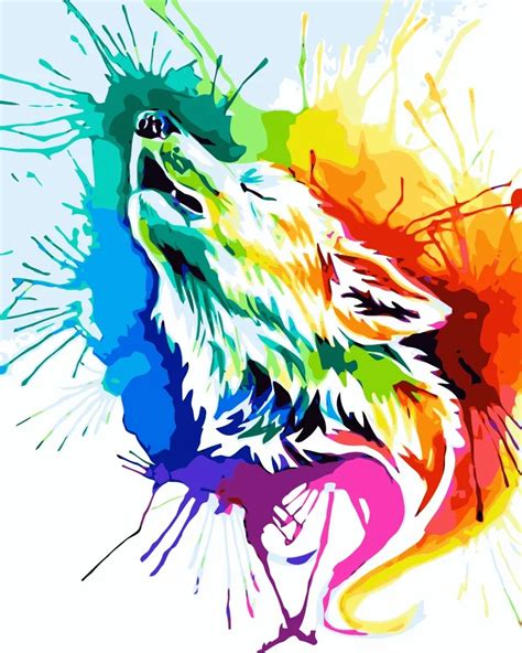 MaHuaf i733 colorful wolf abstract painting by numbers animal DIY oil ...