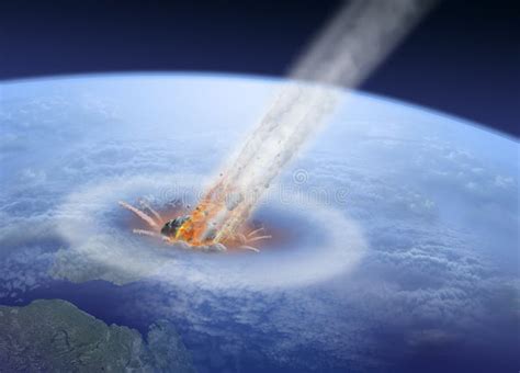 Asteroid impact on Earth stock illustration. Illustration of armageddon ...