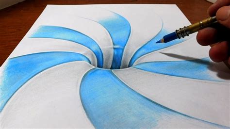 Drawing a Spiral Pattern Hole - Anamorphic Illusion - YouTube