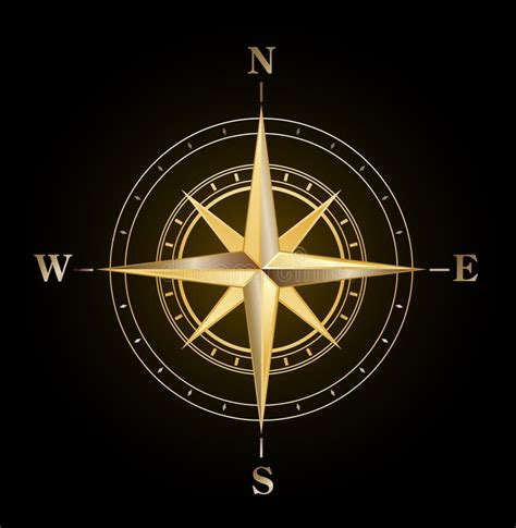 Compass rose gold stock vector. Image of retro, magnetic - 14801675