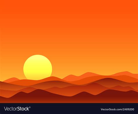 Red desert bright sunrise Royalty Free Vector Image