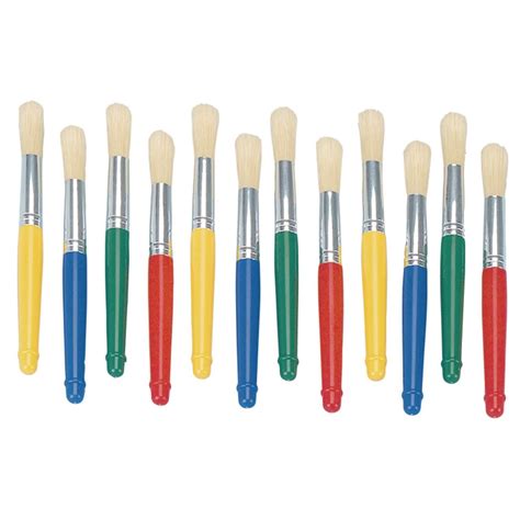 Colorations Plastic Jumbo Chubby Paint Brushes, Set of 12, Easy to Hold ...