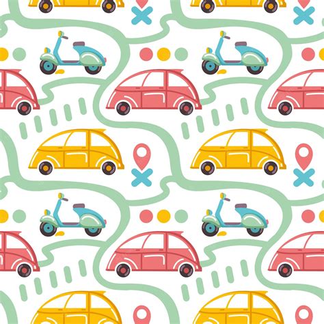 Premium Vector | Cars and motorbike moving on the city Kids print for boys Car wallpaper ...