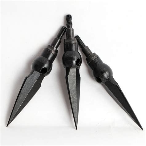 6pcs 210 grain Black Carbon Steel Broadheads for Archery Outdoor Hunting Shooting Thread ...