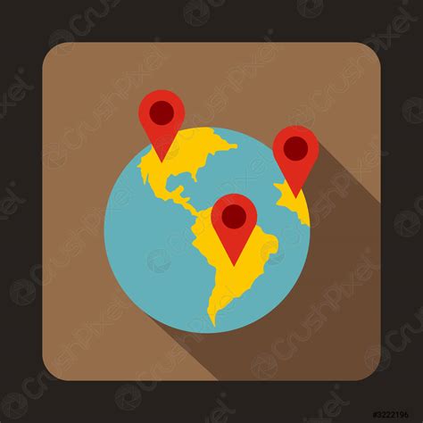 Globe and map pointers icon - stock vector 3222196 | Crushpixel
