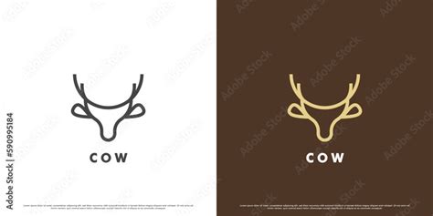 Cow head logo design. Minimalist line art silhouette of a cattle animal ...