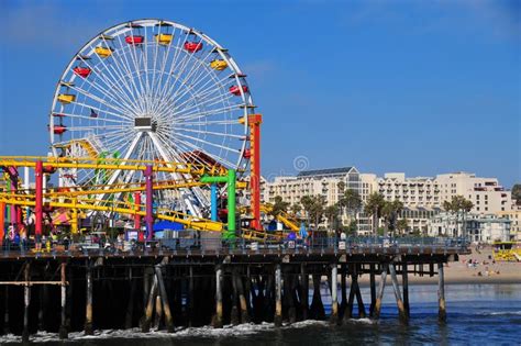 Santa Monica Pier - Pacific Park Ferris Wheel Editorial Image - Image ...