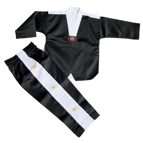 TAEKWONDO BLACK UNIFORM WITH WHITE TRIM