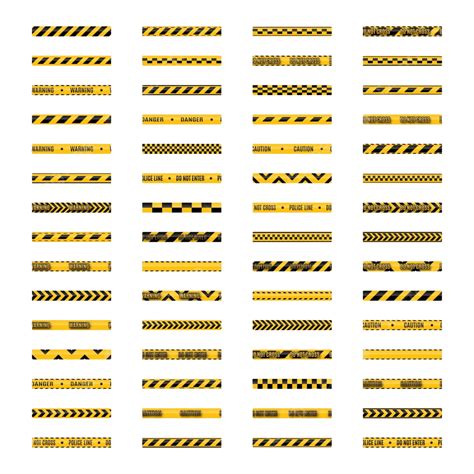 Illustration Of A Vector Set Of Seamless Black And Yellow Warning Tapes ...