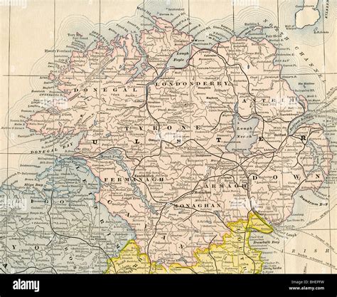 Old map of Ulster County from original geography textbook, 1884 Stock ...