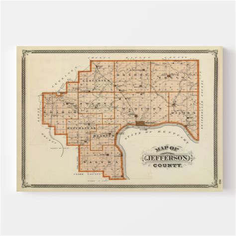 Vintage Map of Jefferson County Indiana, 1876 by Ted's Vintage Art