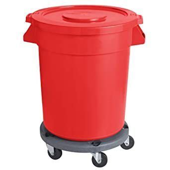 Set of 15! 80 Qt. / 20 Gallon / 75 Liters Red Round Commercial Ingredient Bin / Trash Can with ...