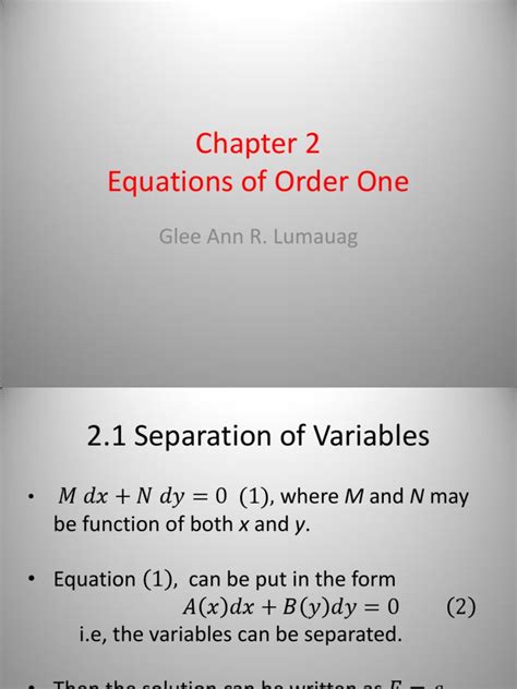 Chapter 2 Separation of Variables | PDF | Equations | Variable ...