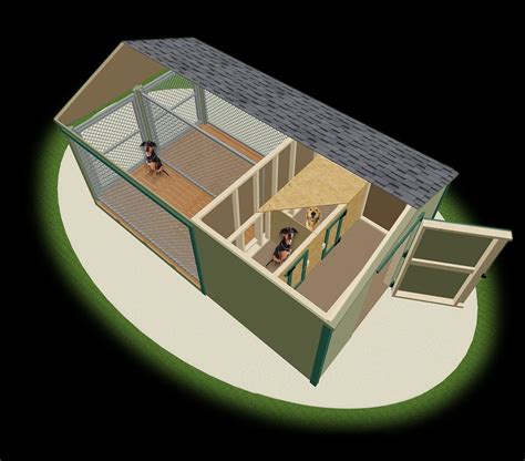 Indoor/outdoor dog kennel : Layout pf inside/outside dog kennel barn # ...