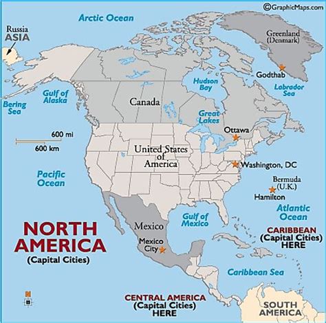 North America Countries and Capitals - Capitals of North America, North ...