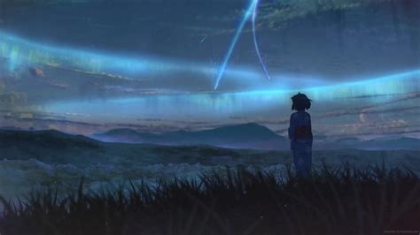 Mitsuha Looking At Falling Stars Kimi No Nawa Live Wallpaper - MoeWalls