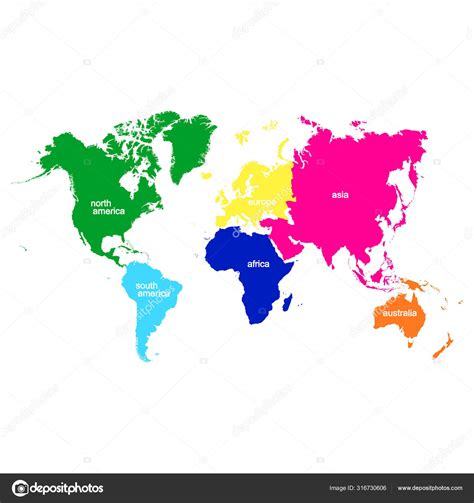 Continentes Mundiales Mapa Mundial Con Continentes Mapa Del Vector ...