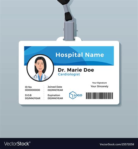 Doctor Id Card Medical Identity Badge Template Vector Image with regard ...