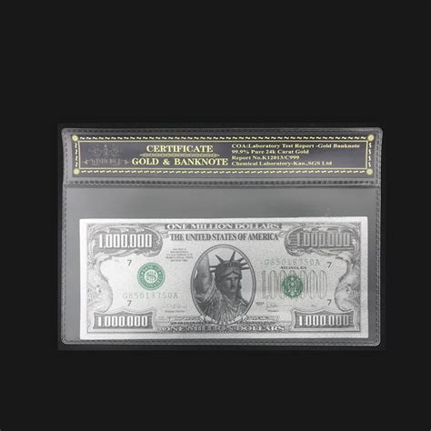 Wholesale Color American Banknotes One Million Dollars Banknote in 24k Gold Plated With Plastic ...