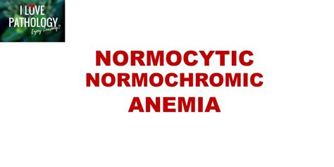 Normocytic Normochromic anemia - Pathology Made Simple