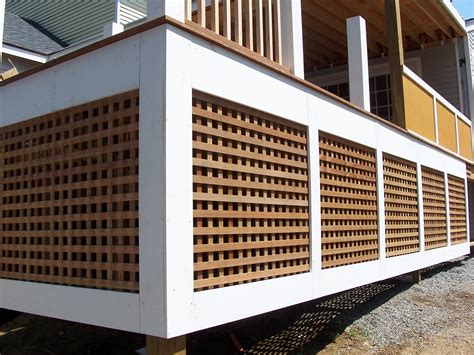 brown and white combo | Deck skirting, Building a deck, Porch lattice