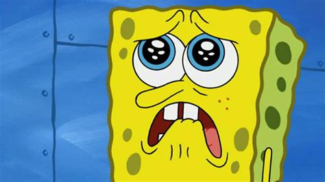 Download Spongebob Crying Biting His Lips Wallpaper | Wallpapers.com