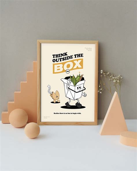 Think Outside the Box Art Retro Quote Wall Art Cute Asian - Etsy