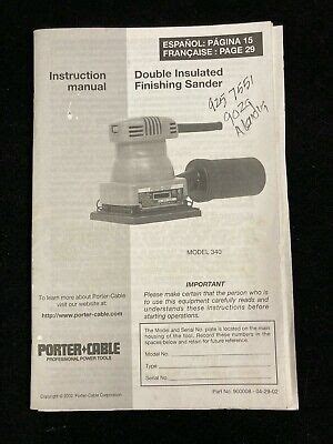 PORTER CABLE FINISHING SANDER 340 INSTRUCTION MANUAL WITH PARTS LIST | eBay