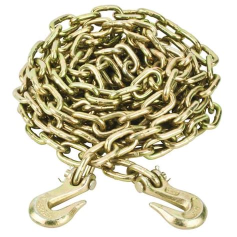 Everbilt 5/16 in. x 20 ft. Grade 70 Yellow Zinc Plated Steel Tow Chain with Grab Hooks 803082 ...