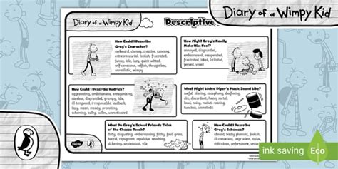 FREE! - Diary of a Wimpy Kid: Descriptive Word Mat - Twinkl