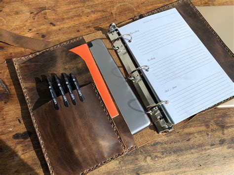 A5 planner, 3 ring binder, Leather a5 notebook, iPad mini pocket organ ...