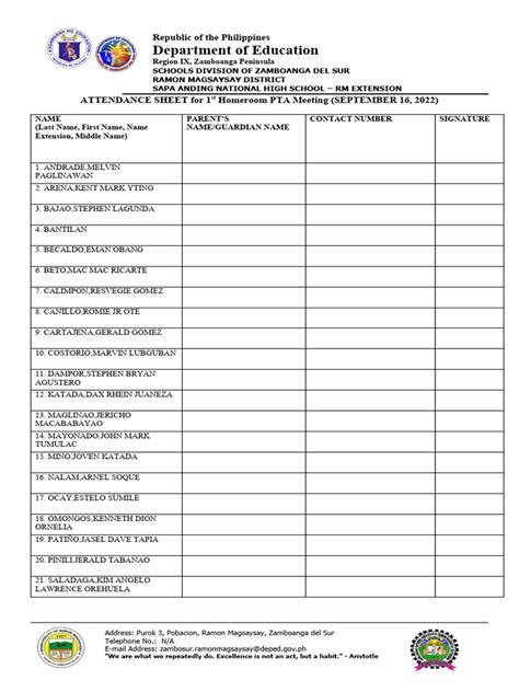 Attendance Sheet | PDF