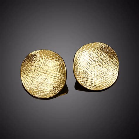 Vintage Round Stud Earrings For Women Retro Antique Gold Color Simple ...