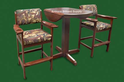 Antique Billiard Supply: Spectator Chairs and Table Mahogany