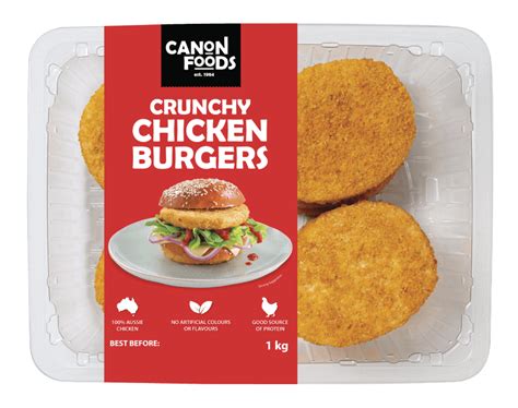 Crunchy Chicken Burgers 1kg | Chicken Range | Canon Foods